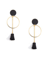 Load image into Gallery viewer, Drop Earring - small circle and suede tassel