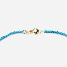 Load image into Gallery viewer, High Quality Enamel dipped Cable Chain Necklaces. Turquoise necklace - Lobster Clasp Closeup . Lucky Birds Boutique's Valerie Collection
