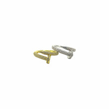 Load image into Gallery viewer, silver Nail Ring with Pave Crystals