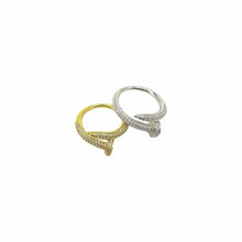 Load image into Gallery viewer, silver Nail Ring with Pave Crystals