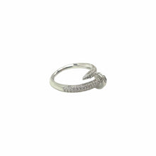 Load image into Gallery viewer, silver Nail Ring with Pave Crystals