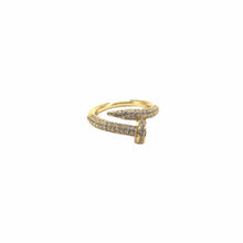 Load image into Gallery viewer, Gold Nail Ring with Pave Crystals