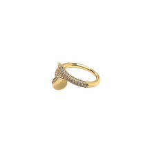 Load image into Gallery viewer, Gold Nail Ring with Pave Crystals