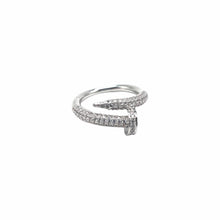 Load image into Gallery viewer, silver Nail Ring with Pave Crystals