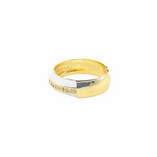 Load image into Gallery viewer, Side View-White candy ring with thin band of cubic zirconia for added bling. adjustable ring. Women's ring. plated with gold ring. Lucky Birds Boutique. The Valerie Collection.