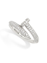 Load image into Gallery viewer, silver Nail Ring with Pave Crystals
