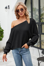 Load image into Gallery viewer, Boat Neck Horizontal Ribbing Dolman Sleeve Sweater
