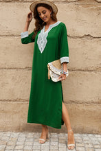 Load image into Gallery viewer, Contrast Lace Trim Three-Quarter Sleeve Split Dress
