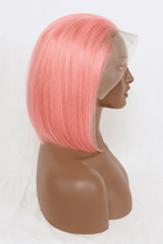 Load image into Gallery viewer, 12&quot; 165g Lace Front Wigs Human Hair in Rose Pink 150% Density
