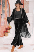 Load image into Gallery viewer, Opne Front Fringe Detail Long Sleeve Cardigan
