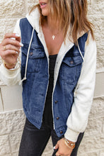 Load image into Gallery viewer, Two-Tone Spliced Denim Sherpa Hooded Jacket
