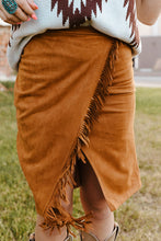 Load image into Gallery viewer, Fringe Trim Wrap Skirt
