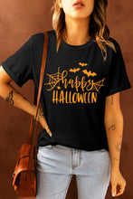 Load image into Gallery viewer, Round Neck Short Sleeve HAPPY HALLOWEEN Graphic T-Shirt
