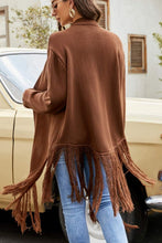 Load image into Gallery viewer, Double Take Fringe Hem Open Front Ribbed Trim Cardigan
