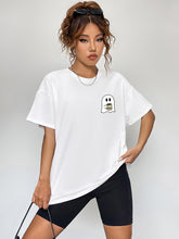 Load image into Gallery viewer, Round Neck Short Sleeve Ghost Graphic T-Shirt
