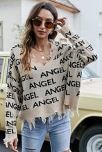 Load image into Gallery viewer, ANGEL Distressed V-Neck Dropped Shoulder Sweater
