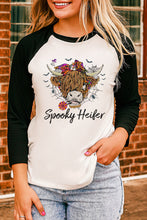 Load image into Gallery viewer, Round Neck Raglan Sleeve Halloween Theme T-Shirt
