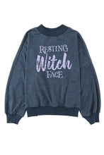 Load image into Gallery viewer, Round Neck RESTING WITCH FACE Graphic Sweatshirt

