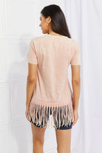 Load image into Gallery viewer, BiBi Empowering Expression Mineral Wash Fringe Hem Tee
