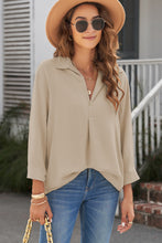 Load image into Gallery viewer, Textured Johnny Collar Three-Quarter Sleeve Blouse
