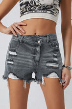 Load image into Gallery viewer, Asymmetrical Distressed Denim Shorts
