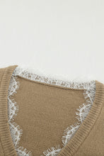 Load image into Gallery viewer, Lace Trim Flounce Sleeve V-Neck Sweater
