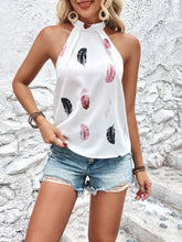 Load image into Gallery viewer, Feather Print Grecian Neck Tank
