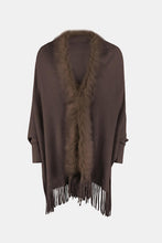 Load image into Gallery viewer, Fringe Open Front Long Sleeve Poncho
