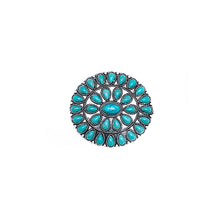 Load image into Gallery viewer, Adjustable turquoise cluster ring. Spice up your accessories with this western style statement ring. This versatile ring fits most fingers. Western ring. Turquoise Rings. Turquoise Statement Rings. Women&#39;s Ring. Trending Jewelry. The Jolene Collection - Lucky Birds Boutique
