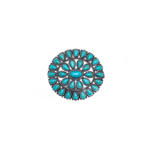 Adjustable turquoise cluster ring. Spice up your accessories with this western style statement ring. This versatile ring fits most fingers. Western ring. Turquoise Rings. Turquoise Statement Rings. Women's Ring. Trending Jewelry. The Jolene Collection - Lucky Birds Boutique