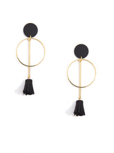 Load image into Gallery viewer, Drop Earring - small circle and suede tassel
