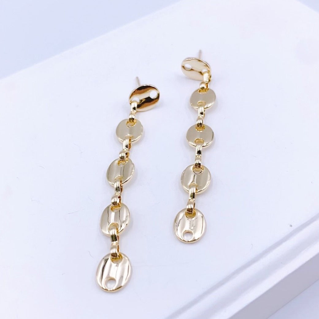 Link Drop Earrings- 18K gold plated. Elegant, sleek, chic earrings for women. Lucky Birds - The Lolita Collection.