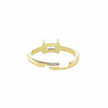 Load image into Gallery viewer, White candy ring- Rear view, close up. Gold plated rings dipped in high-grade enamel. Rectangular cut CZ centered. Adjustable closure. Lucky Birds - The Valerie Collection. 
