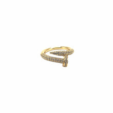Load image into Gallery viewer, Gold Nail Ring with Pave Crystals
