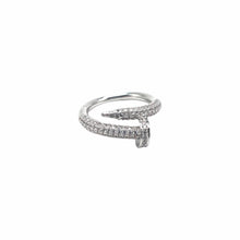 Load image into Gallery viewer, silver Nail Ring with Pave Crystals
