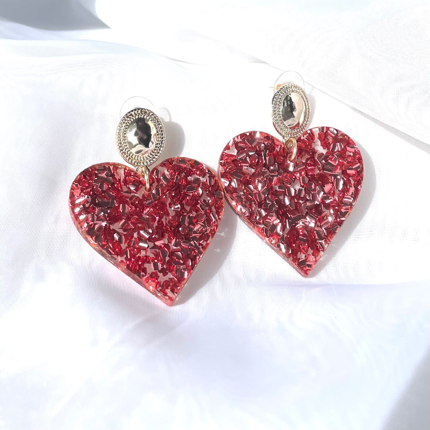 Large Acrylic Heart Earrings
