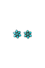 Load image into Gallery viewer, Turquoise flower stud earrings. Add that pop of color to your already amazing outfit. Silver and Turquoise stud earrings for women. Western style jewelry. Western jewelry for women. Turquoise Earrings. Turquoise Earrings. The Jolene Collection- Lucky Birds Boutique
