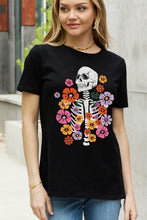Load image into Gallery viewer, Simply Love Simply Love Full Size Skeleton &amp; Flower Graphic Cotton Tee
