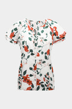 Load image into Gallery viewer, Floral Tie Neck Short Sleeve Shirt
