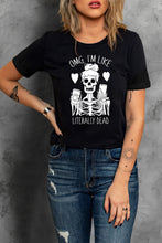 Load image into Gallery viewer, Halloween Skeleton Graphic Round Neck Tee
