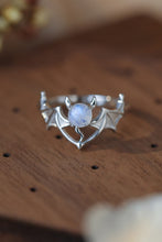 Load image into Gallery viewer, Moonstone Bat 925 Sterling Silver Ring
