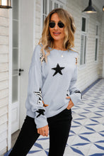 Load image into Gallery viewer, Star Pattern Round Neck Dropped Shoulder Sweater
