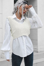 Load image into Gallery viewer, Cable-Knit Deep V Cropped Knit Vest
