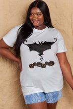 Load image into Gallery viewer, Simply Love Full Size Bat &amp; Pumpkin Graphic Cotton T-Shirt
