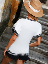 Load image into Gallery viewer, Contrast Round Neck Short Sleeve Knit Top
