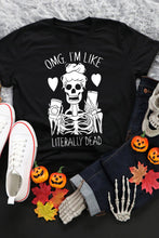 Load image into Gallery viewer, Halloween Skeleton Graphic Round Neck Tee
