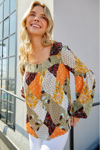 Load image into Gallery viewer, Patchwork Balloon Sleeve Blouse
