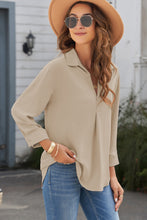 Load image into Gallery viewer, Textured Johnny Collar Three-Quarter Sleeve Blouse
