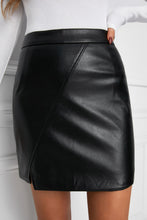 Load image into Gallery viewer, Faux Leather Mini Skirt with Slit
