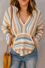 Load image into Gallery viewer, Striped Hooded Sweater with Kangaroo Pocket
